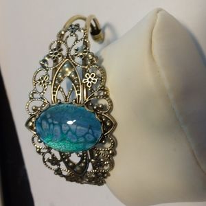 Antique style brass cuff bracelet design tealgreensilvergreywhiteblack